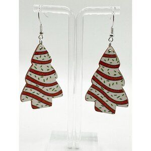 Christmas Tree Earrings "Little Debbies" Dangle Drop Retro Vintage